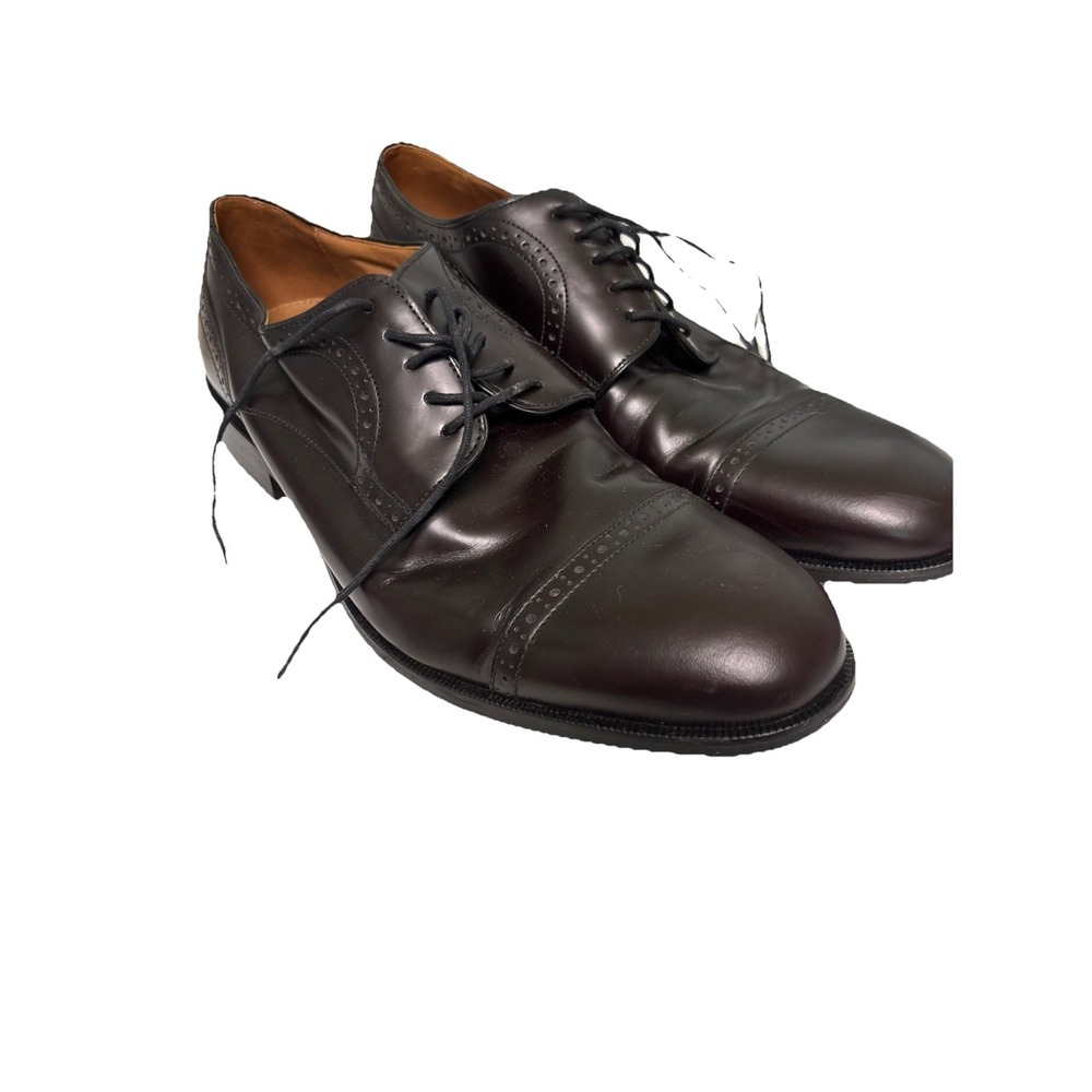 Johnston & Murphy Mens Wine Color Leather Oxford Dress Shoes Size 10M